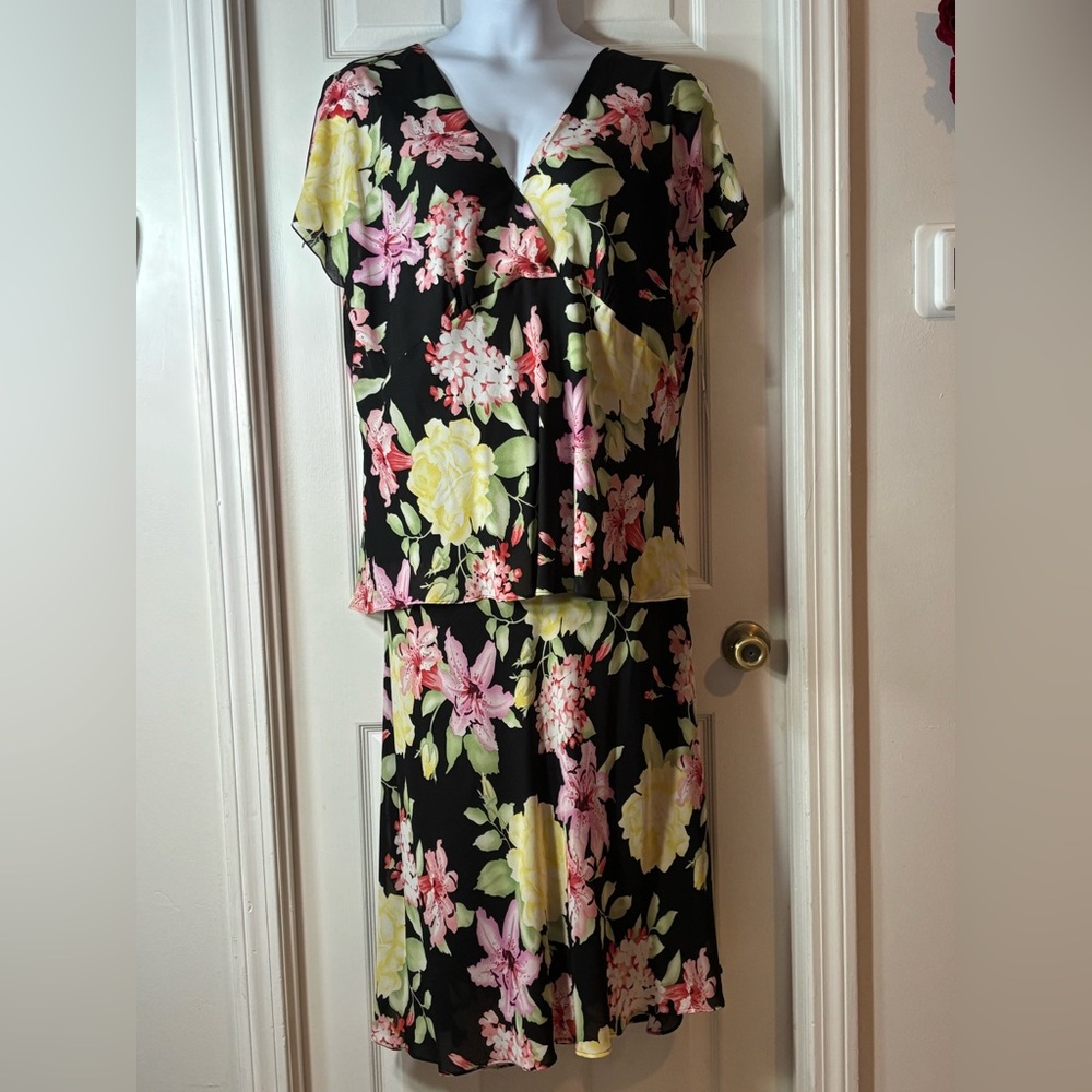 Floral, Flutter Sleeve Skirt and Top Set